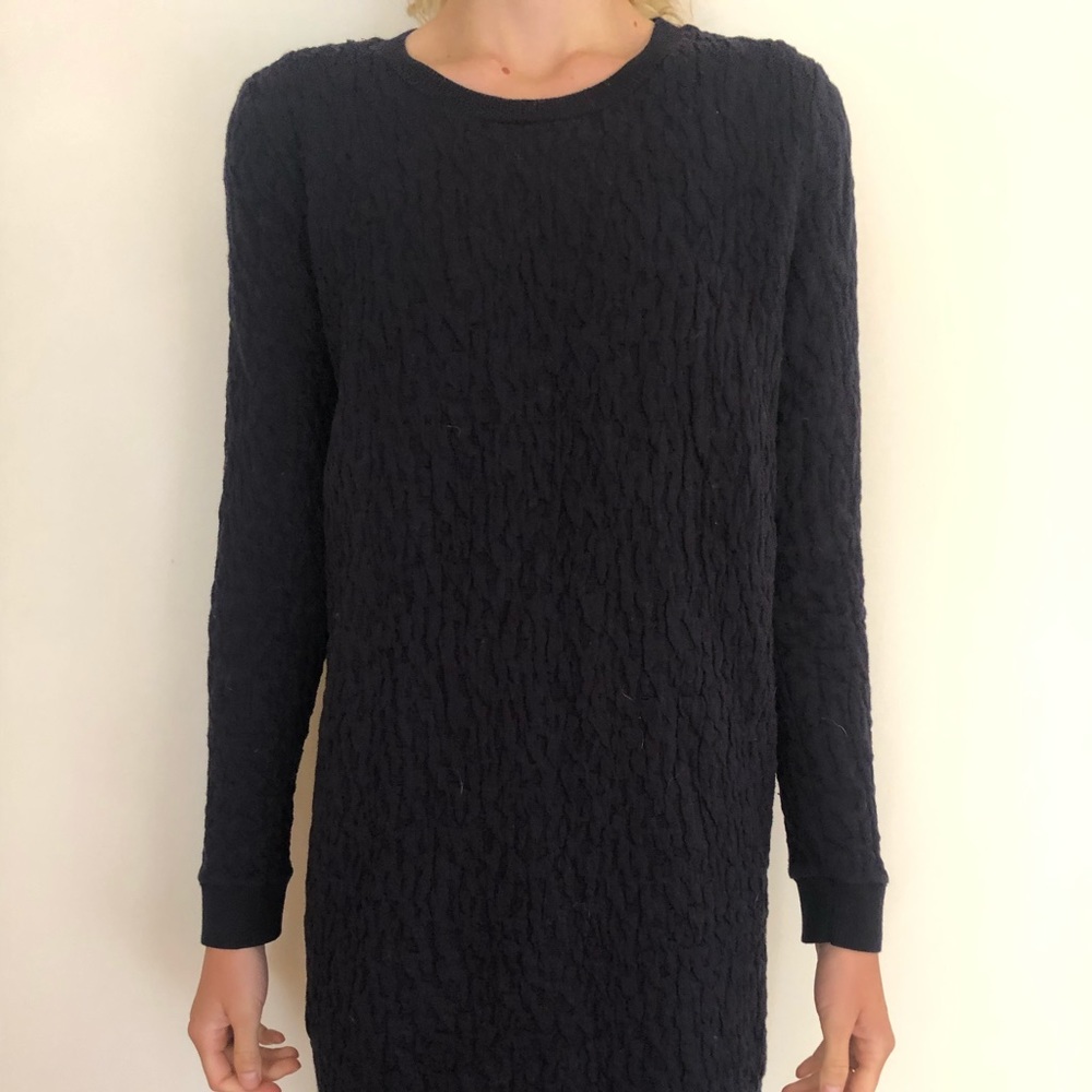 Cos Navy Textured Sweatshirt Dress